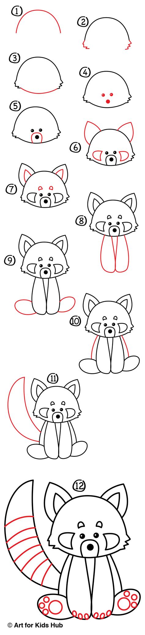 How To Draw A Red Panda Art For Kids Hub