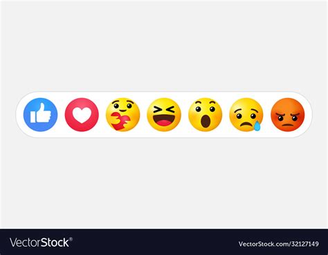 Social Media Emoji Reactions 3d Set Royalty Free Vector