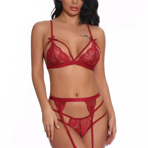 Floleo Sexy Lingerie For Women Clearance Ladies Sexy Temptation Underwear See Through Lace Bow