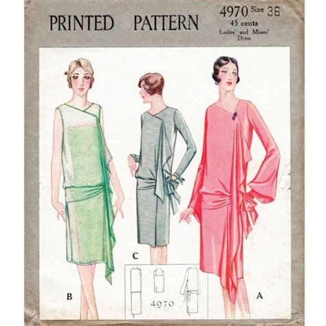 Vintage Sewing Pattern 1920s 1930s Reproduction Flapper Day Or Etsy