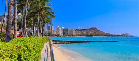 Panoramic View Onto Diamond Head In Waikiki Hawaii Stock Photo Image