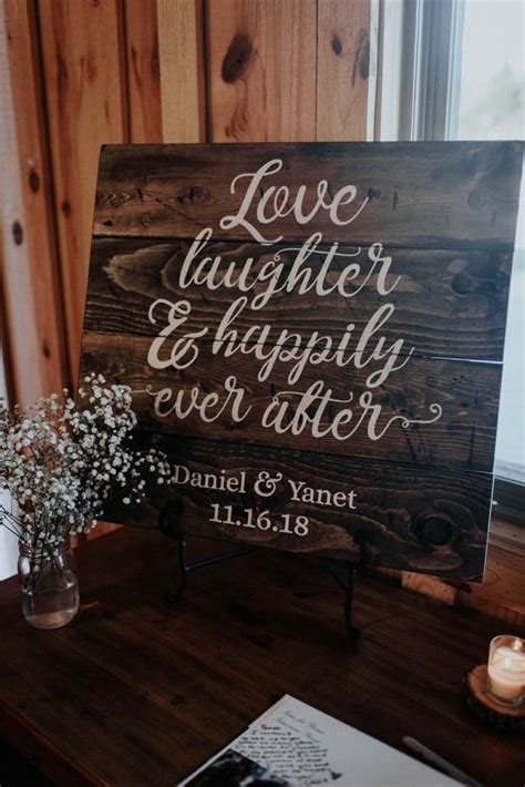 Rustic Wedding Sign Natural Wooden Wedding Sign Love Laughter