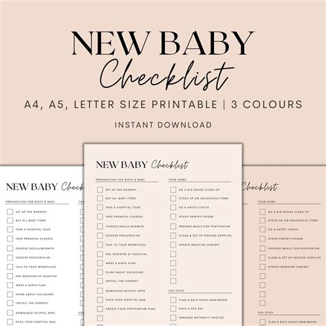 New Baby Checklist Printable Baby Planner Printable Newborn Checklist