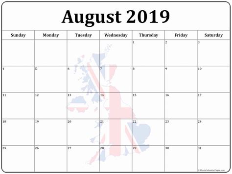 August 2019 Calendar Uk August August2019 2019calendar Deskcalendar