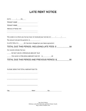 late rent notice fill  printable fillable blank