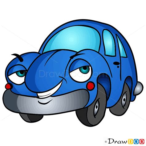 How To Draw Proud Blue Car Cartoon Cars