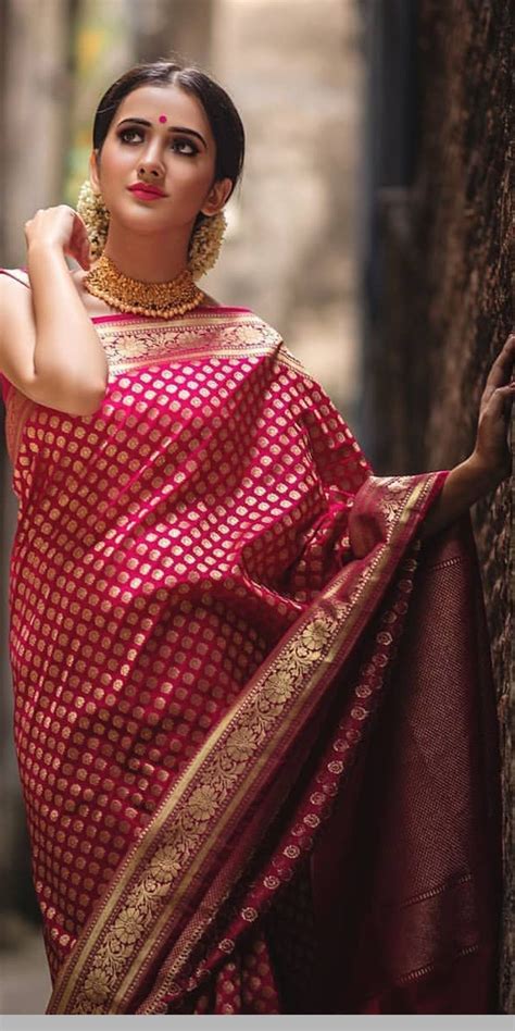 My Banarasi Saree Colour Saree Poses Elegant Saree Indian Bridal Fashion