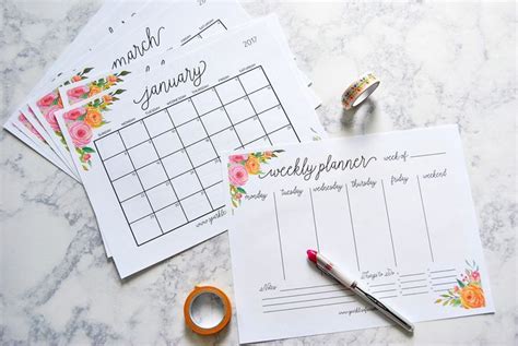Free Printable 2017 Monthly Calendar And Weekly Planner Planner