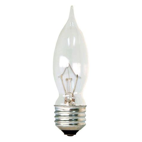 When electrical current makes contact with the base of the bulb, electricity enters and heats the tungsten filament housed inside. GE 60-Watt Incandescent CAM Bent Tip Double Life Crystal Clear Decorative Light Bulb (4-Pack ...