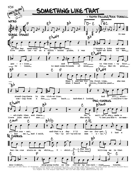 Something Like That Sheet Music Tim Mcgraw Real Book Melody Lyrics And Chords