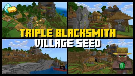 Triple Blacksmith Village Island At Spawn Seed Minecraft Bedrock