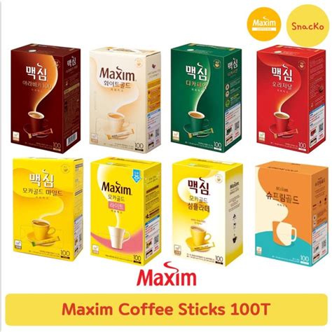 Maxim Instant Coffee 100 Sticks Korea Mocha Gold White Gold