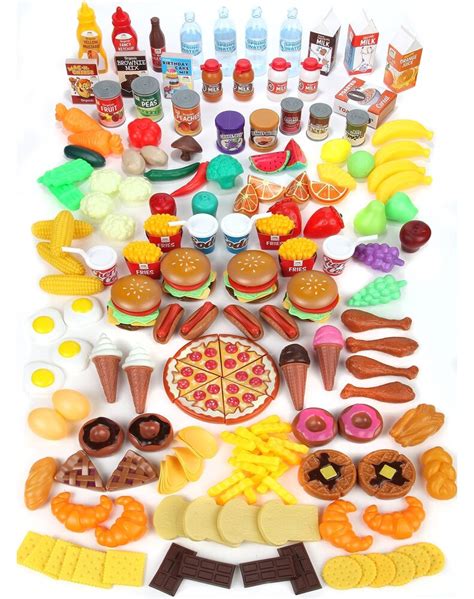 On the other end of the room, lay the fake food on a picnic basket. Play Food Set for Kids - Huge 202 Piece Pretend Food Toys ...