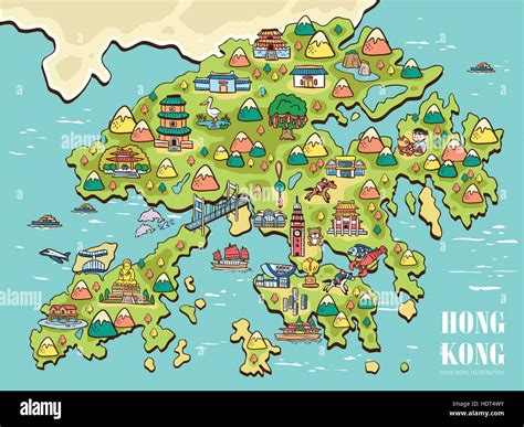 Lovely Hand Drawn Hong Kong Travel Map Stock Vector Image And Art Alamy