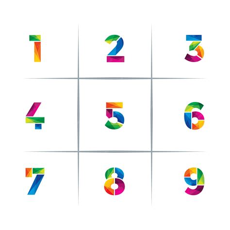 Premium Vector Colorful Poly Number Logo Design Set
