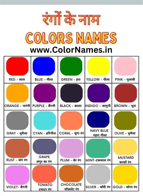 Colorscolours Name In English And Hindi With Pictures