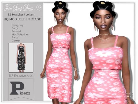 Thin Strap Dress 02 By Pizazz At Tsr Sims 4 Updates
