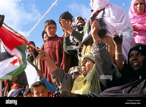 Sahrawi People Celebrating The Western Sahara Independence Day Stock