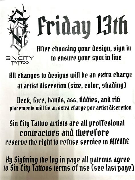 Friday The 13th Tattoo Special In Las Vegas Sin City Tattoo Friday The