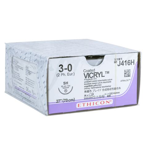 Ethicon Vicryl 27in Size 3 0 Polyglactin 910 Suture With Sh Needle