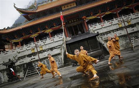Young Monks Train In Martial Arts At Chongqings Shaolin Temple