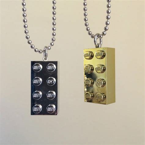 Lego Brick Pendant Necklace Silver Or Gold Colored Choose