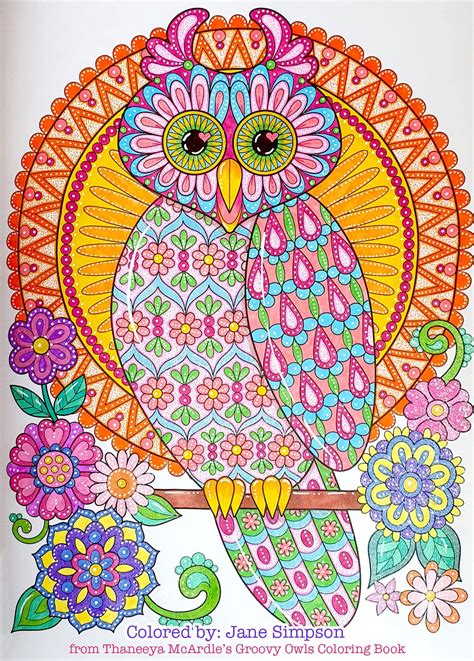 Owl Coloring Page From Thaneeya Mcardles Groovy Owls Coloring Book Diy