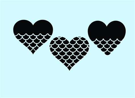 Mermaid Heart SVG Mermaid Heart Bundle 3 Scales Heart Etsy