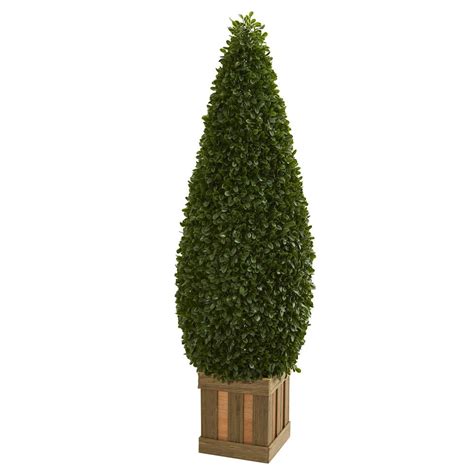 Nearly Natural Indoor 5 Ft Boxwood Cone Topiary Artificial Tree With
