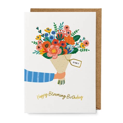 Happy Blooming Birthday Gorgeous Whimsical Floral Bouquet Etsy