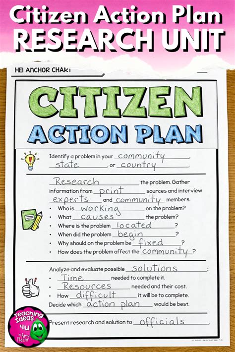 • explain actions citizens can take to influence public policy decisions. Citizen Action Plan Community Research Writing Unit Civics ...
