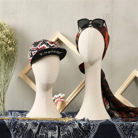hat display head mannequin female bandanas silk scarf display mannequin head long neck women