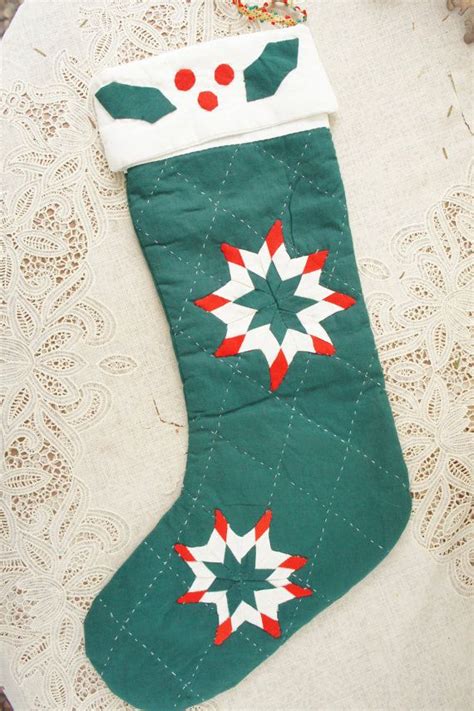 Vintage 70s 80s Quilted Christmas Stocking Retro Country Etsy