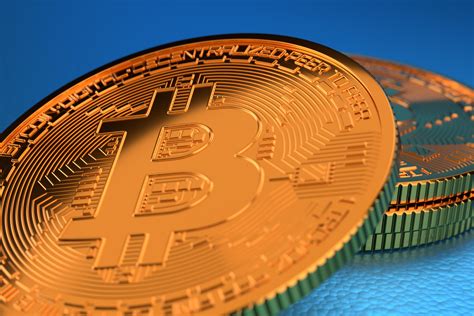 The cryptocurrency was invented in 2008 by an unknown person or gr. Bitcoins on blue background free image download