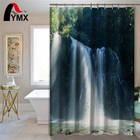 3d Waterfall Scenery Waterproof Shower Curtain Bathroom Accessories