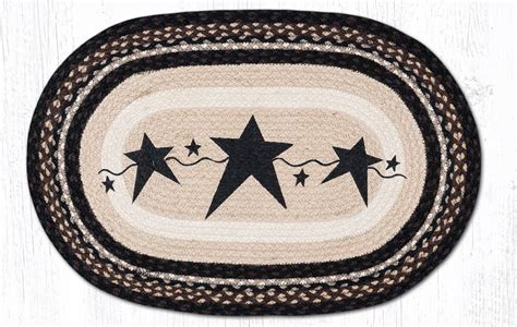 Op 313 Primitive Star Black Oval Rug The Braided Rug Place