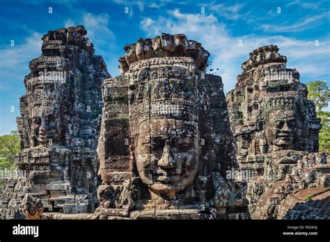Faces Of Bayon Temple Angkor Cambodia Stock Photo Alamy