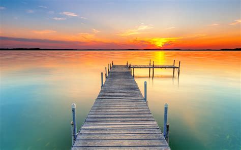 Download Wallpaper 2560x1600 Pier Lake Sunset Water Horizon Widescreen 1610 Hd Background