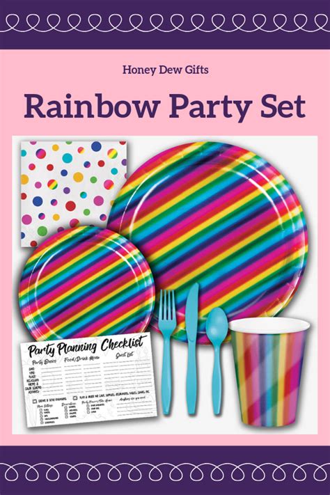 Rainbow Foil Colorful Birthday Theme Party Supply Set Serves 8 Guests