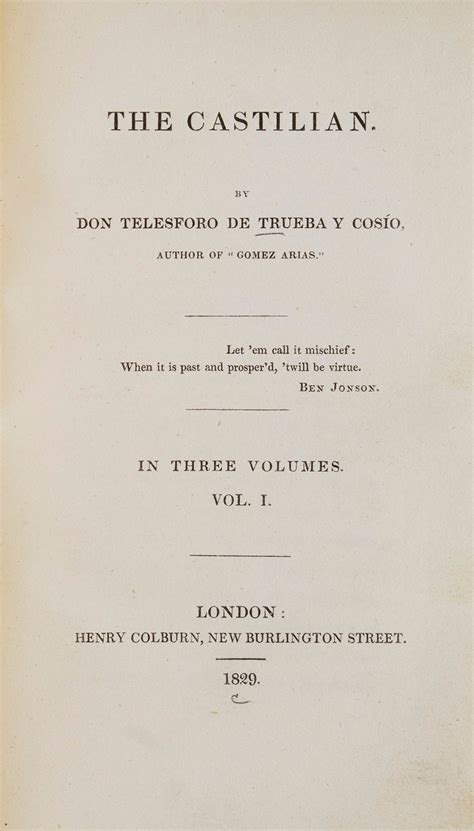 The Castilian Don Telesforo Trueba Y Cósio First Edition