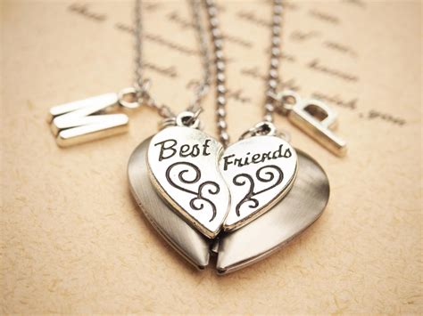 Best Friend Necklace For 2 2 Best Friend Necklace Half Heart Etsy