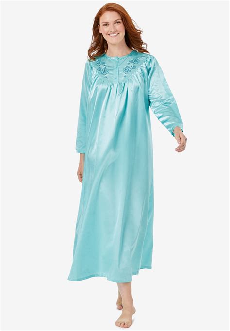 Embroidered Bib Brushed Satin Nightgown Woman Within