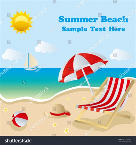 Summer Beach Illustration Vector Stock Vector 79321687 Shutterstock