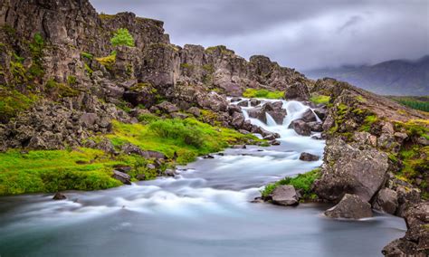 Beautiful Oxarafoss Waterfall In Iceland Europe Photo Landscape 4k