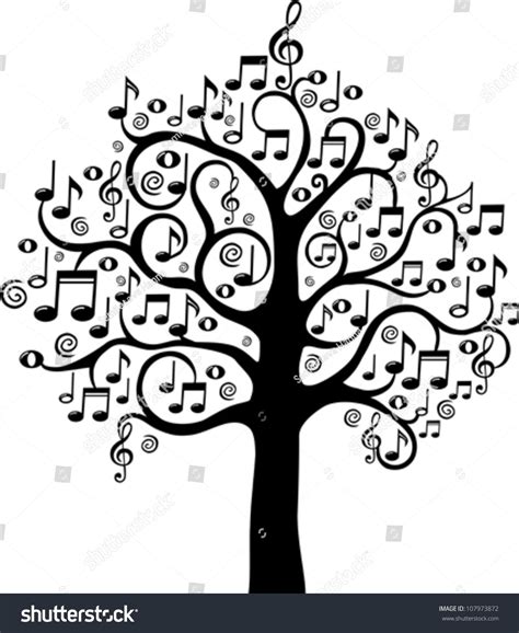 Black Tree From Musical Notes Isolated On White Background Vector