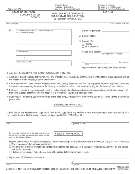 Form Cc388 Fill Out Sign Online And Download Fillable Pdf Michigan
