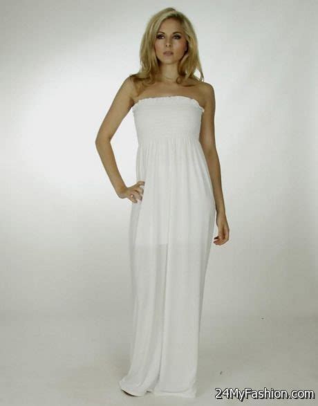 Casual White Strapless Maxi Dress