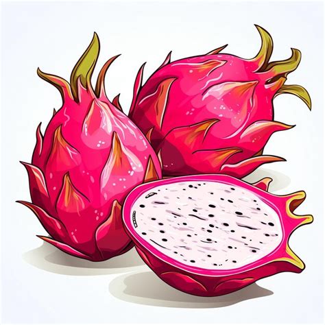 Premium Ai Image Beautiful Dragonfruit Watercolor Clipart Illustration