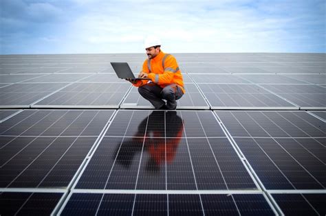 Premium Photo Engineer Holding Digital Tablet And Working In Solar