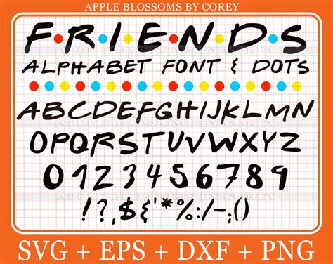 Friends Font Clipart Friends Letters Numbers And Dots Etsy